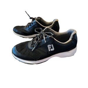Footjoy Flexzone Men’s 9.5 M Spikeless Golf Shoes Athletic Silver Accents B&W